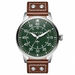 Fawler Apollo | Montre Aviateur En Acier Inoxydable Couleur Vert Et Argent