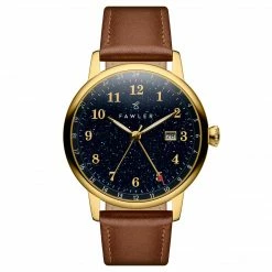 Fawler Night Sky | Montre GMT En Acier Doré à Cadran Orné D'aventurine
