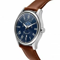 Fawler Imperator | Montre à Phases De Lune En Acier Inoxydable Marron -Montres bracelet Soldes 1 2carr