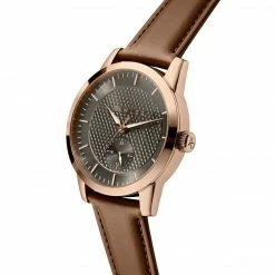 Fawler Dayton | Montre En Acier Inoxydable Couleur Or Rose Avec Cadran Gris Texturé -Montres bracelet Soldes 1 2dajton