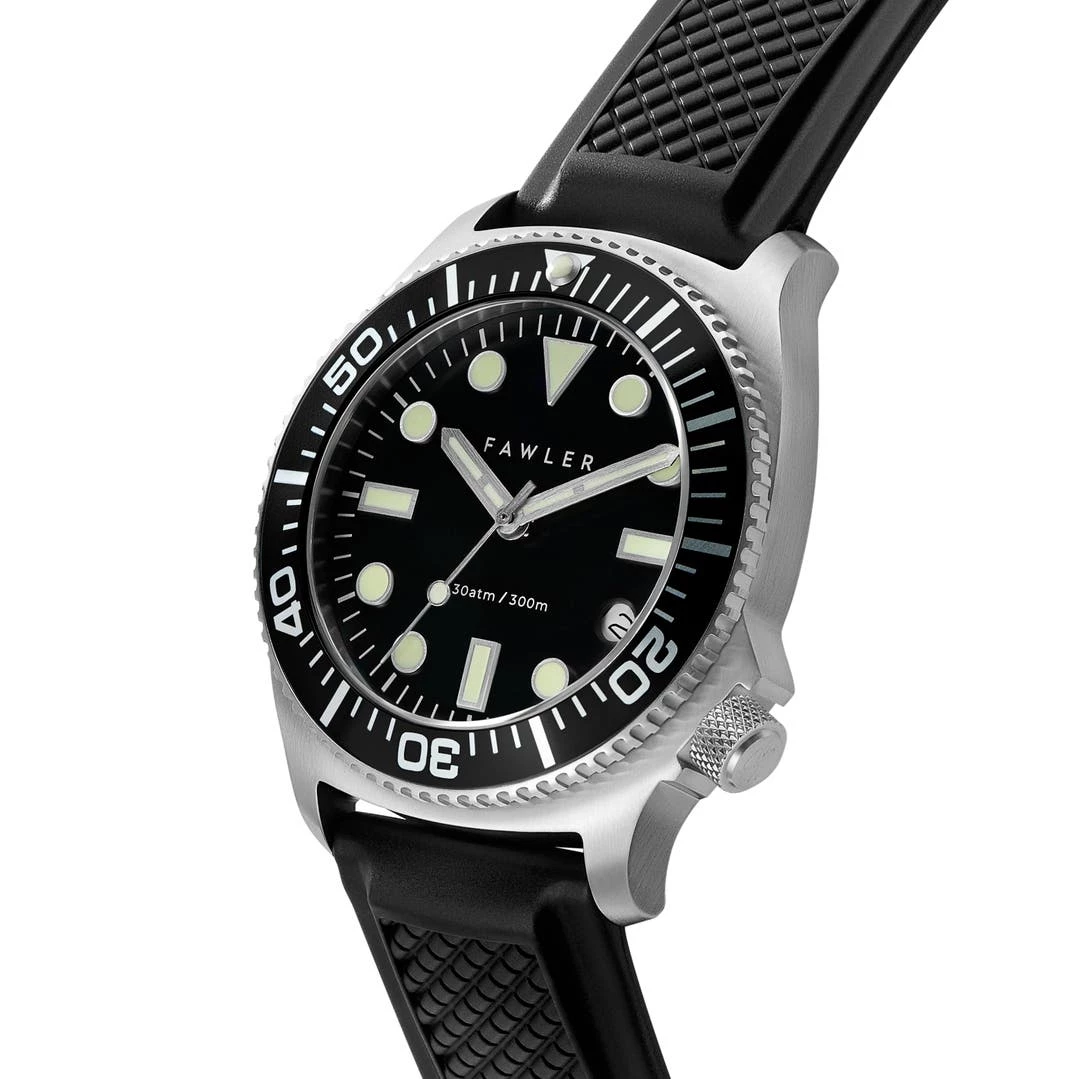 Fawler Alon | Montre De Plongée Noire En Acier Inoxydable 5 Fawler Alon | Montre De Plongée Noire En Acier Inoxydable – Image 3