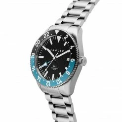 Fawler Métier | Montre GMT En Acier Inoxydable Bleu -Montres bracelet Soldes 2 2gmtsaat