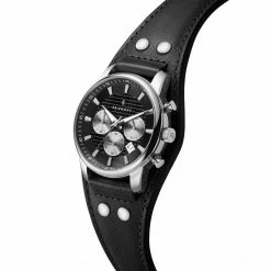 Seizmont Iphios | Montre Chronographe Noire En Acier Inoxydable Avec Bracelet Manchette En Cuir 9 Seizmont Iphios | Montre Chronographe Noire En Acier Inoxydable Avec Bracelet Manchette En Cuir -Montres bracelet Soldes 2 2ipsos