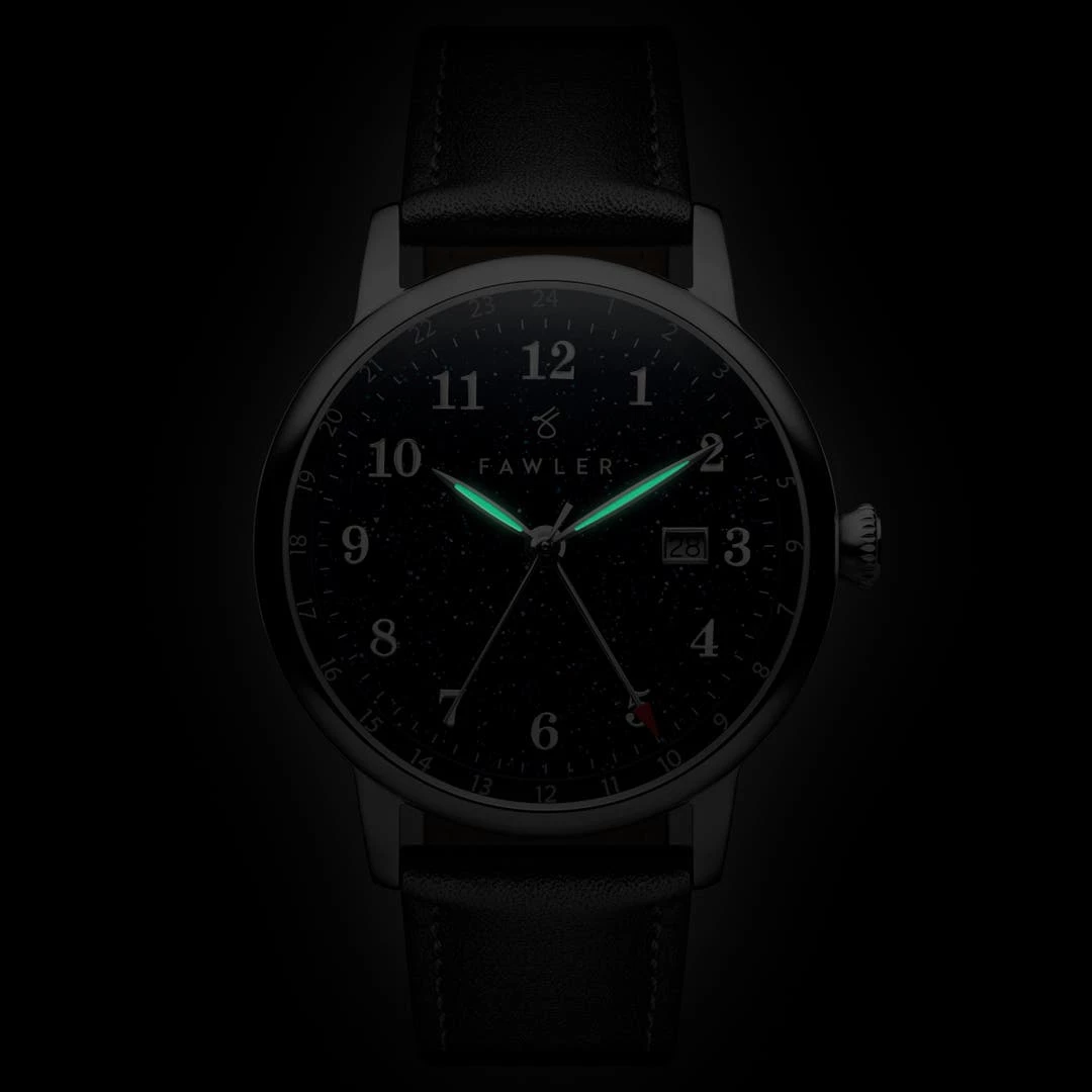 Fawler Night Sky | Montre GMT En Acier Inoxydable Argenté à Cadran Orné D'aventurine 4 Fawler Night Sky | Montre GMT En Acier Inoxydable Argenté à Cadran Orné D'aventurine – Image 2