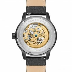 Seizmont Dante II | Montre Squelette En Acier Inoxydable Doré Avec Bracelet En Cuir Noir -Montres bracelet Soldes 28256 3