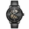 Seizmont Dante II | Montre Squelette En Acier Inoxydable Noir Avec Bracelet En Cuir -Montres bracelet Soldes 28258 1 2