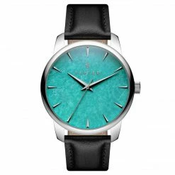 Fawler Beleza | Montre En Acier Inoxydable Argenté Et Pierre Turquoise