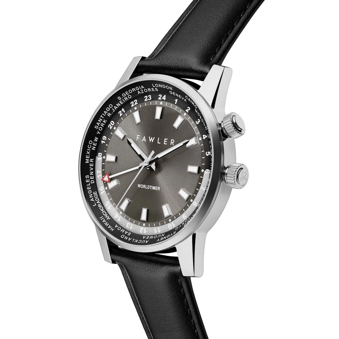 Fawler Gentium | Montre GMT à Heure Universelle En Acier Inoxydable Gris 5 Fawler Gentium | Montre GMT à Heure Universelle En Acier Inoxydable Gris – Image 3