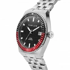 Fawler Emeritus | Montre En Acier Inoxydable à Lunette Noire Et Rouge -Montres bracelet Soldes 3 2emeritus