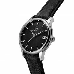 Bohemian Revolt Mirage | Montre En Acier Inoxydable Argenté Avec Cadran Noir Et Bracelet En Cuir -Montres bracelet Soldes 3 2miraz