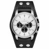 Seizmont Iphios | Montre Chronographe Noire Et Blanche En Acier Inoxydable Avec Bracelet Manchette En Cuir 1 Seizmont Iphios | Montre Chronographe Noire Et Blanche En Acier Inoxydable Avec Bracelet Manchette En Cuir -Montres bracelet Soldes 4 1ipsos
