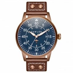 Fawler Apollo | Montre Aviateur Bleue Et Cuivre En Acier Inoxydable