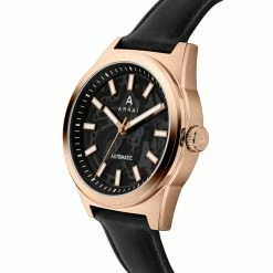 Arkai Caron | Montre Squelette Automatique En Acier Noir Et Or Rose -Montres bracelet Soldes 6 2karonver2