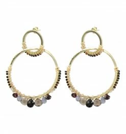 Boucles D'oreilles Gemstone Twin Hoops, Marque Barong Barong | Bijoux Totem