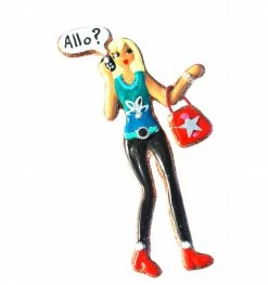 JULOT ET HUGUETTE BrocheTyphaine QUAND LES POULES AURONT DES GANTS-bijoux Totem.