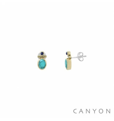 CANYON Sur Bijoux-Totem : Boucles D'oreilles Puces En Argent 925 ! 3 CANYON Sur Bijoux-Totem : Boucles D'oreilles Puces En Argent 925 !