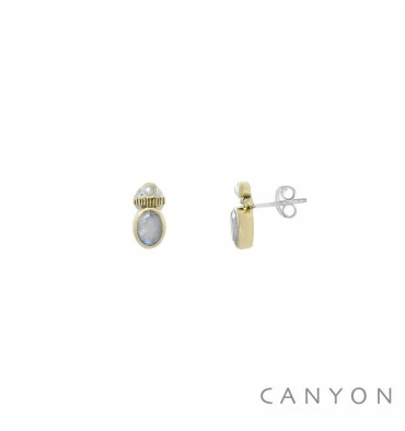 Boucles D'oreilles Pierre De Lune, Marque Canyon France | Bijoux Totem 3 Boucles D'oreilles Pierre De Lune, Marque Canyon France | Bijoux Totem
