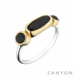 Bague Onyx Noir & Argent, Marque Canyon France | Bijoux Totem