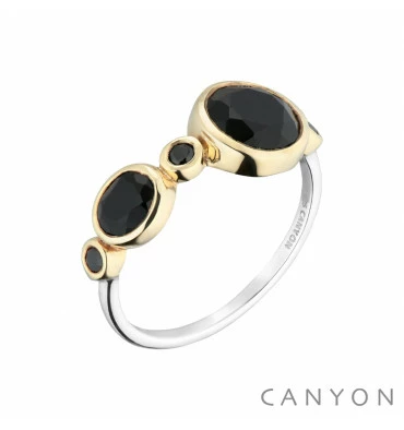 Bague Onyx Noir & Argent, Marque Canyon France | Bijoux Totem 3 Bague Onyx Noir & Argent, Marque Canyon France | Bijoux Totem