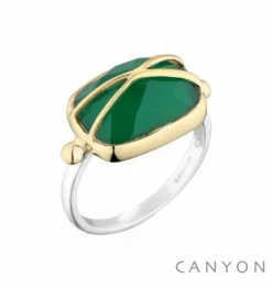 Bague Onyx Vert & Argent, Marque Canyon France | Bijoux Totem