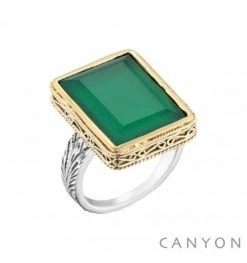 Bague Onyx Vert & Argent, Marque Canyon France | Bijoux Totem