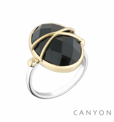 Bague Onyx & Argent, Marque Canyon France | Bijoux Totem 3 Bague Onyx & Argent, Marque Canyon France | Bijoux Totem