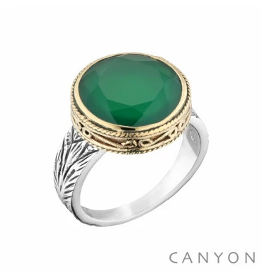 Bague Onyx Vert & Argent, Marque Canyon France | Bijoux Totem 3 Bague Onyx Vert & Argent, Marque Canyon France | Bijoux Totem