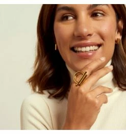 Bague étrier Plaquée Or Camélia, Marque CXC | Bijoux Totem -Montres bracelet Soldes cxc bague camelia 2