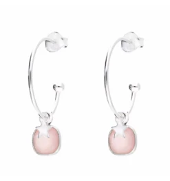 Créoles Rosa Calcédoine, Marque Doriane Bijoux | Bijoux Totem