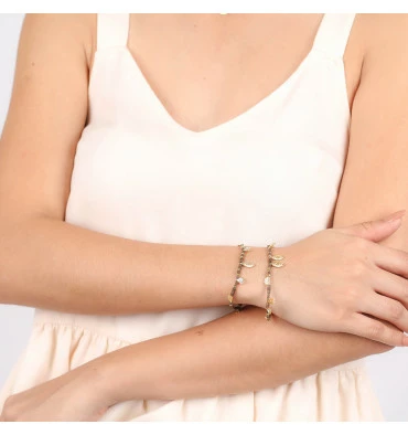 Bracelet Extensible Vanille, Marque Franck Herval | Bijoux Totem. 4 Bracelet Extensible Vanille, Marque Franck Herval | Bijoux Totem. – Image 2