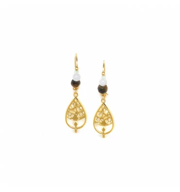 Dormeuses Goutte Barbara, Marque Franck Herval | Bijoux Totem. 3 Dormeuses Goutte Barbara, Marque Franck Herval | Bijoux Totem.