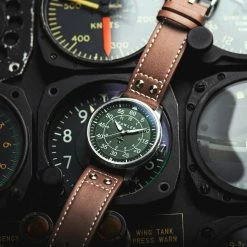 Fawler Apollo | Montre Aviateur En Acier Inoxydable Couleur Vert Et Argent -Montres bracelet Soldes jwm apollo drop38 frank christensen 26126 1x1 31