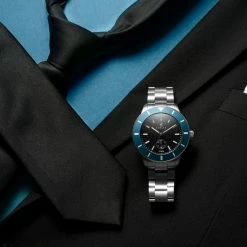 Fawler Makalu | Montre De Plongée En Titane Brossé Avec Lunette Bleue -Montres bracelet Soldes jwm makalu collection lasse olsen 26040 1x1 10