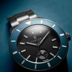 Fawler Makalu | Montre De Plongée En Titane Brossé Avec Lunette Bleue -Montres bracelet Soldes jwm makalu collection lasse olsen 26040 1x1 7
