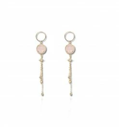 Boucles D’oreilles Fidji-Quartz Rose, Marque Loetma | Bijoux Totem