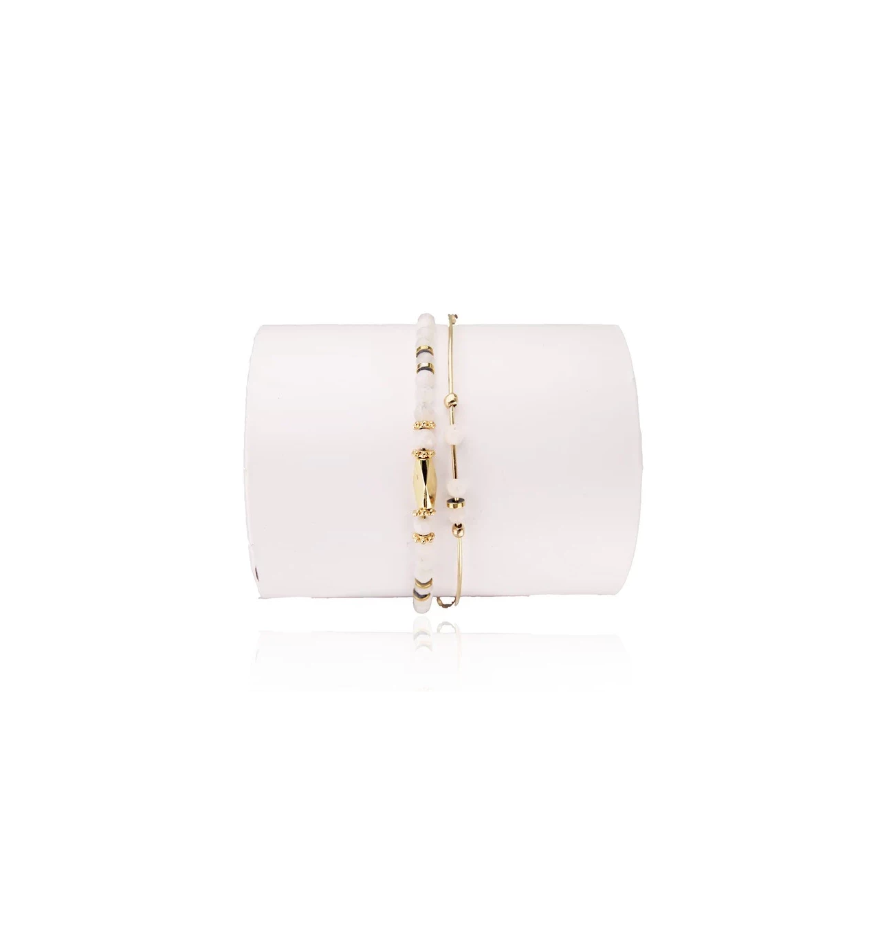 Bracelet 1/2 Jonc Demi-Pierre De Lune, Marque Loetma | Bijoux Totem 3 Bracelet 1/2 Jonc Demi-Pierre De Lune, Marque Loetma | Bijoux Totem