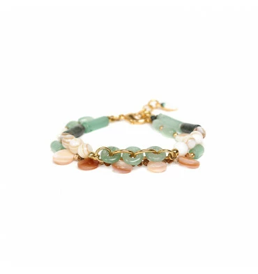 Bracelet 2 Rangs Menthe à L'eau, Marque Nature | Bijoux Totem 3 Bracelet 2 Rangs Menthe à L'eau, Marque Nature | Bijoux Totem