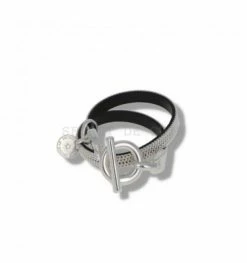 Bracelet 2 Tours Cuir Argenté, Marque SECRET DE CUIR | Bijoux Totem.